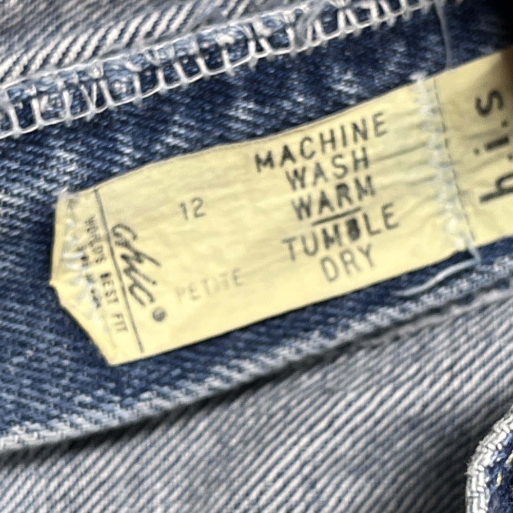 Vintage Chic by h.i.s. High Waisted Mom Jeans Blue Tapered Raw Hem USA Made 12P - Picture 10 of 11